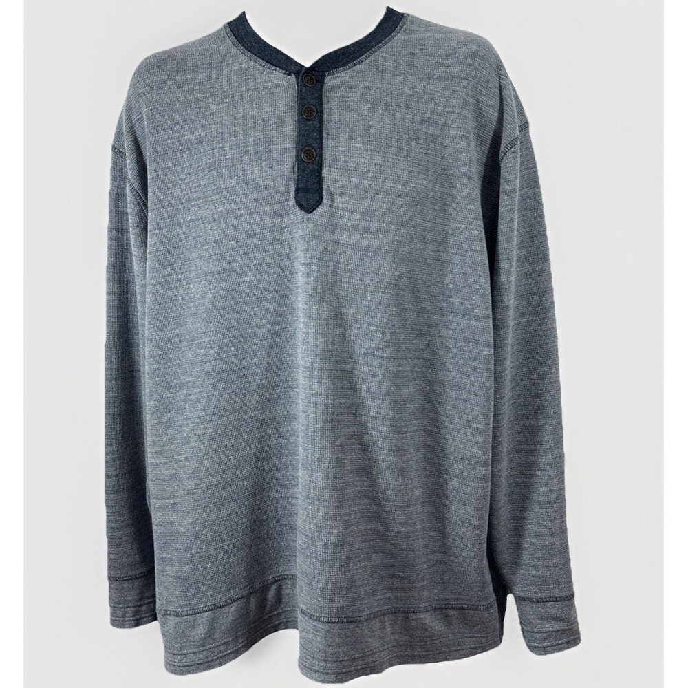 Bob Timberlake Men's Blue Thermal Pullover‎ Henley Shirt XL Long Sleeve Outdoor